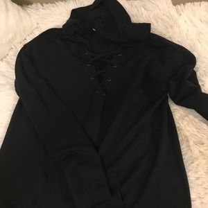Black lace up hoodie